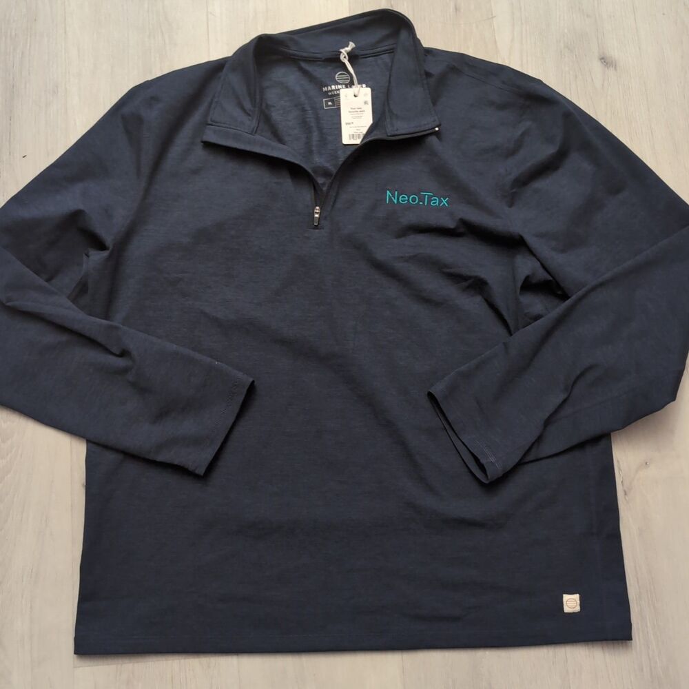 NWT Marine Layer Respun Sport Quarter Zip Mens XL Navy Long Sleeve Embroidery